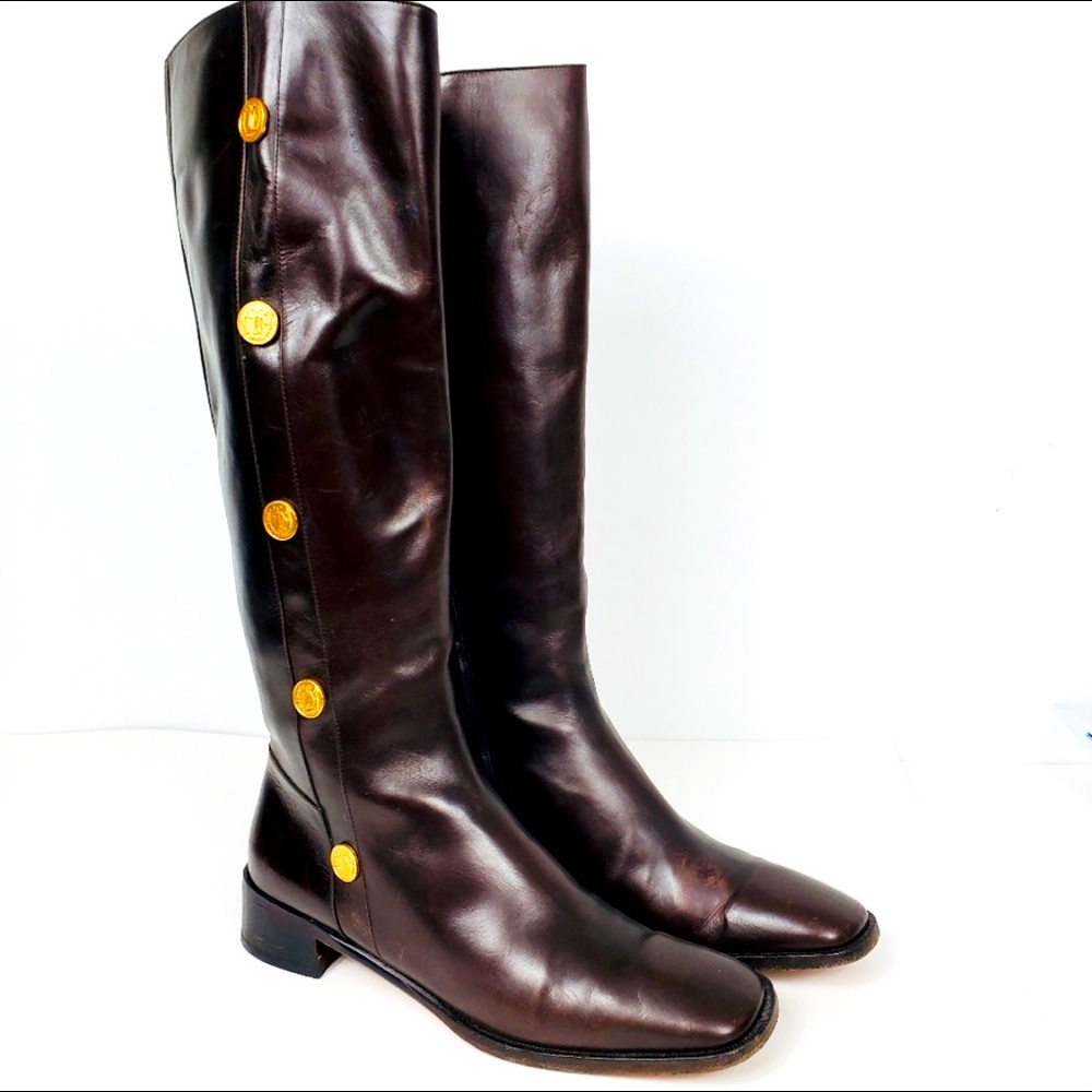 Rare Equestrian Brown Ferragamo Knee Boots, size 8.5 AA